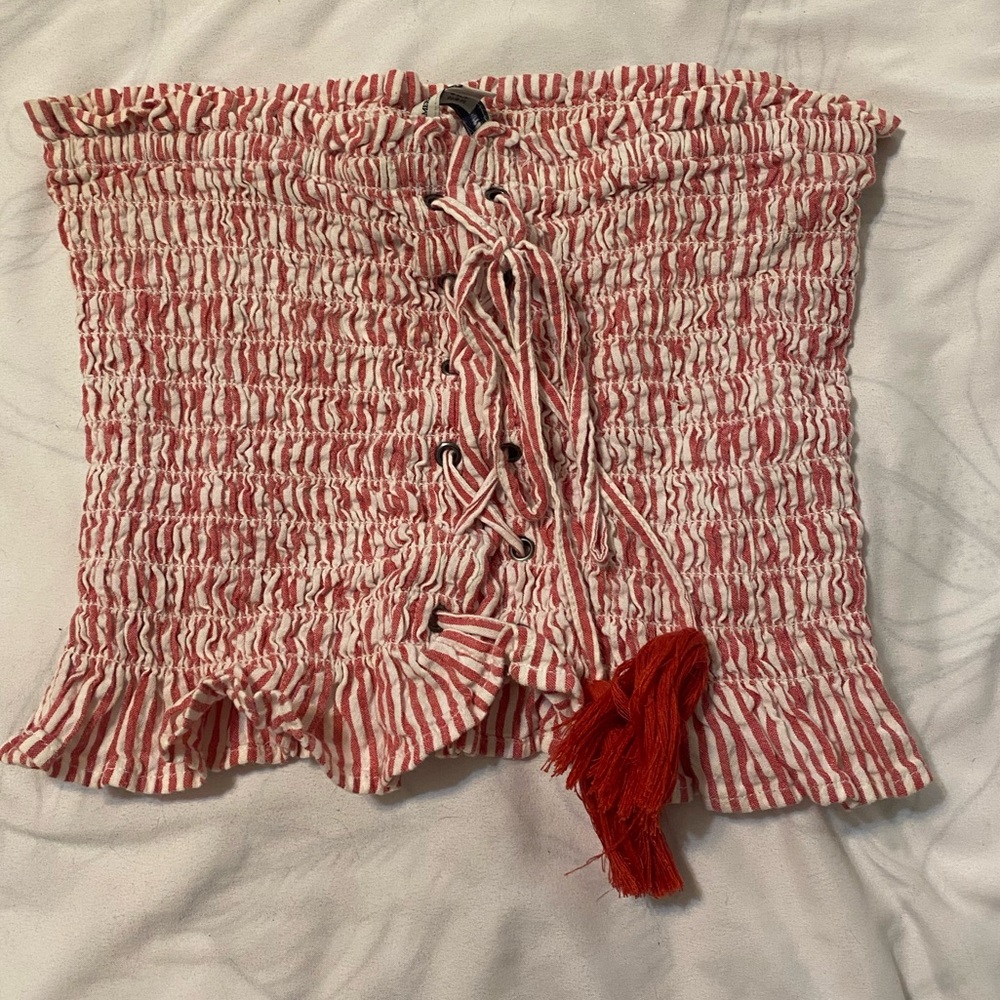 Red and white tube top